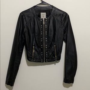 Guess black leather jacket XS